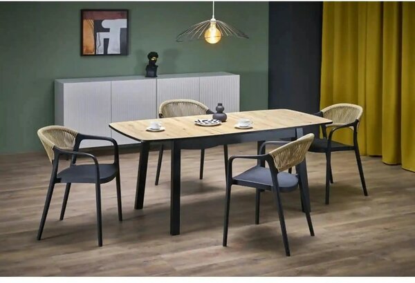Masa extensibila BARRIL, stejar artisan/negru, 130/170x80x72 cm