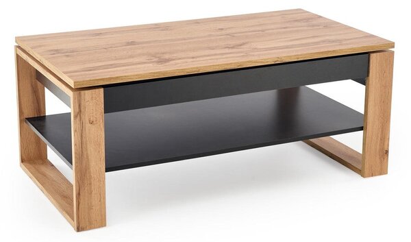 Masuta cafea BETTY, stejar artisan/negru, PAL laminat, 120x65/92x50/72