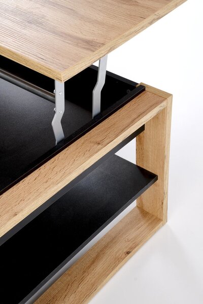 Masuta cafea BETTY, stejar artisan/negru, PAL laminat, 120x65/92x50/72