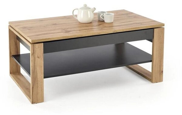 Masuta cafea BETTY, stejar artisan/negru, PAL laminat, 120x65/92x50/72