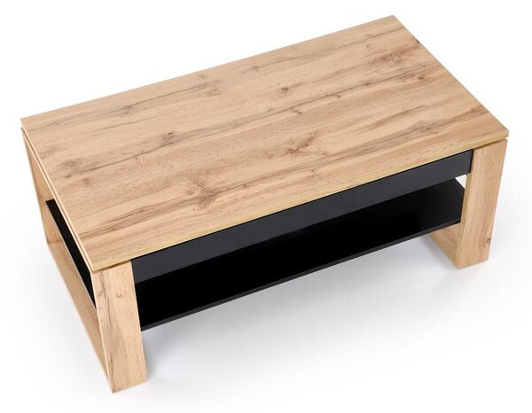Masuta cafea BETTY, stejar artisan/negru, PAL laminat, 120x65/92x50/72