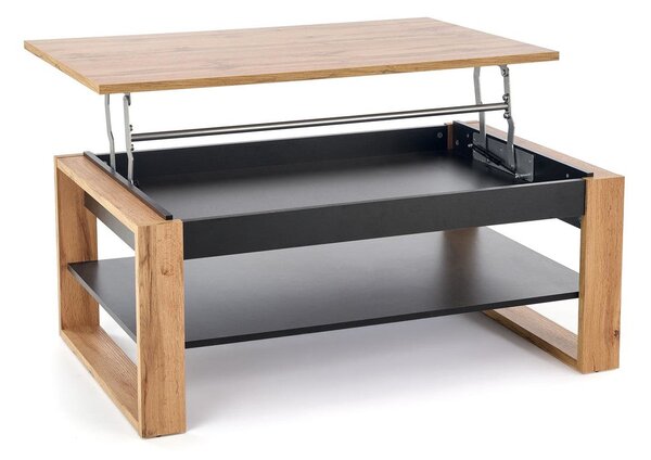 Masuta cafea BETTY, stejar artisan/negru, PAL laminat, 120x65/92x50/72