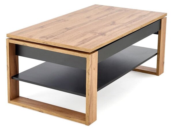 Masuta cafea BETTY, stejar artisan/negru, PAL laminat, 120x65/92x50/72