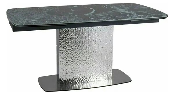 Masa extensibila MONCLER, verde/crom, sticla/ceramica/metal, 160/240x9