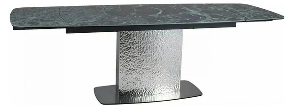 Masa extensibila MONCLER, verde/crom, sticla/ceramica/metal, 160/240x9
