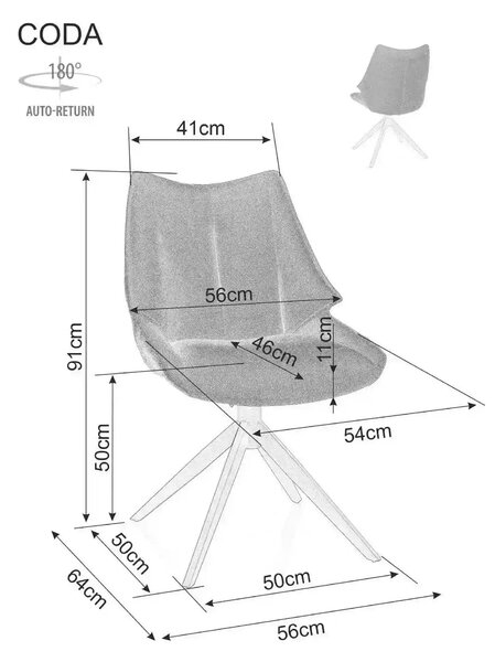 Scaun CODA, gri - Brego 07, stofa clasica/metal, 56x64x91 cm