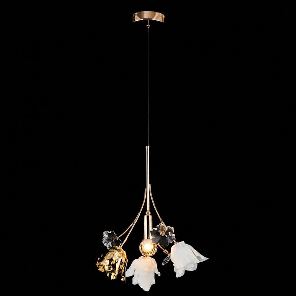 Lustra Rosalia cu Flori Ceramice, Finisaj Gold - Bussy Lighting 7221-1P