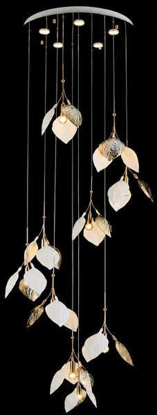 Lustra cu Frunze Ceramice, 10 Brate, Finisaj Gold - Bussy Lighting 7238-10+5P