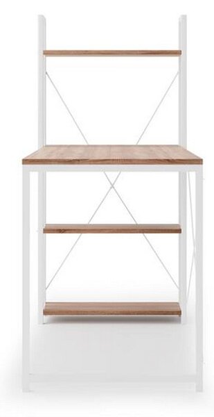 Birou cu rafturi NARVIK B1, alb/stejar sonoma, 120x64x120 cm
