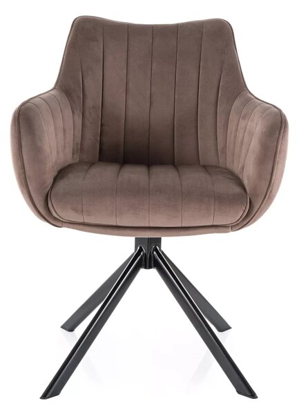 Scaun living rotativ AZALIA, cappuccino/negru, stofa catifelata/metal