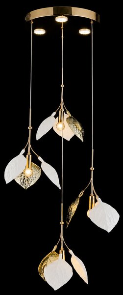 Lustra cu Frunze Ceramice, 4 Brate, Finisaj Gold - Bussy Lighting 7238-4+3P
