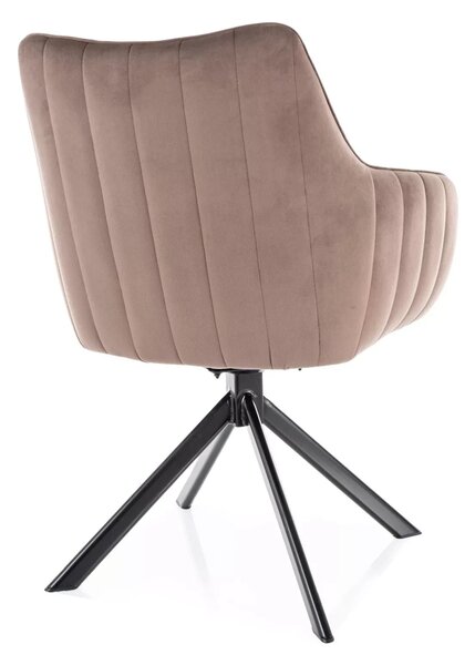 Scaun living rotativ AZALIA, cappuccino/negru, stofa catifelata/metal