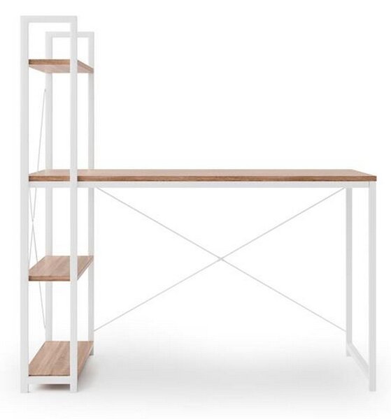 Birou cu rafturi NARVIK B1, alb/stejar sonoma, 120x64x120 cm