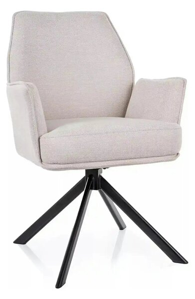 Scaun rotativ HUGO, bej deschis/negru, stofa clasica/metal, 58x60x90 c
