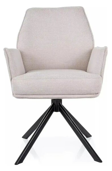 Scaun rotativ HUGO, bej deschis/negru, stofa clasica/metal, 58x60x90 c
