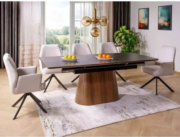 Scaun rotativ HUGO, bej deschis/negru, stofa clasica/metal, 58x60x90 c