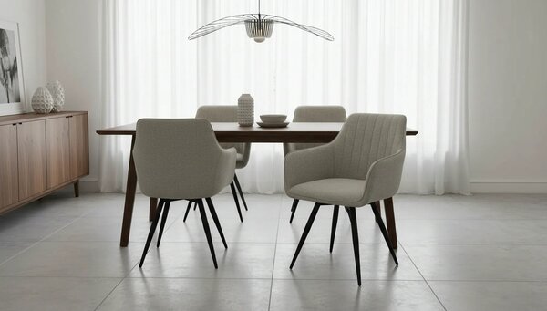 Scaun BALLO, bej deschis/negru, stofa clasica/metal, 56x58x84 cm
