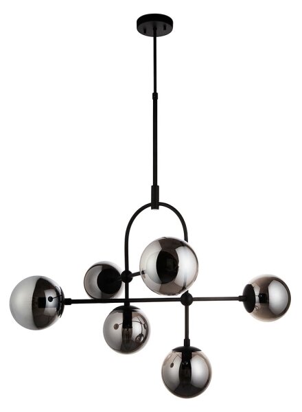 Endon 106661 - Lustră cu tijă ONTARIO, 6xE14/7W/230V, negru/negru fumuriu
