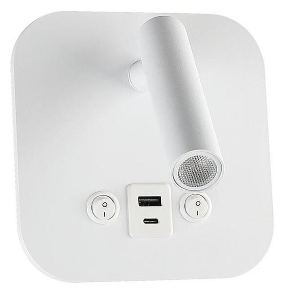 Aplică LED de perete cu port USB, 8W, 230V, 3000K, alb