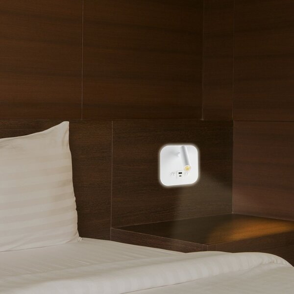 Aplică LED de perete cu port USB, 8W, 230V, 3000K, alb