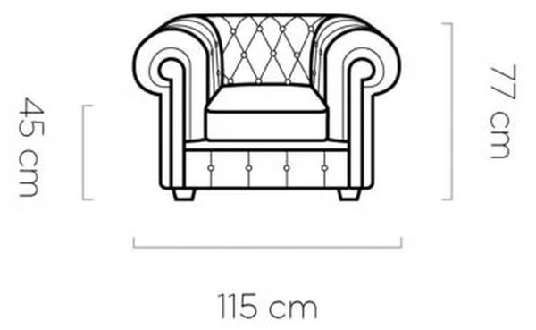 Fotoliu CHESTERFIELD, personalizabil materiale gama Premium, 115x96x77
