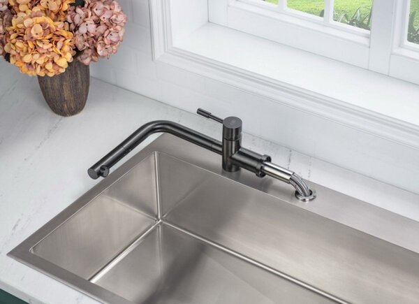Blue Water Corsa baterie bucătărie pe picior negru-inox 5901730616804