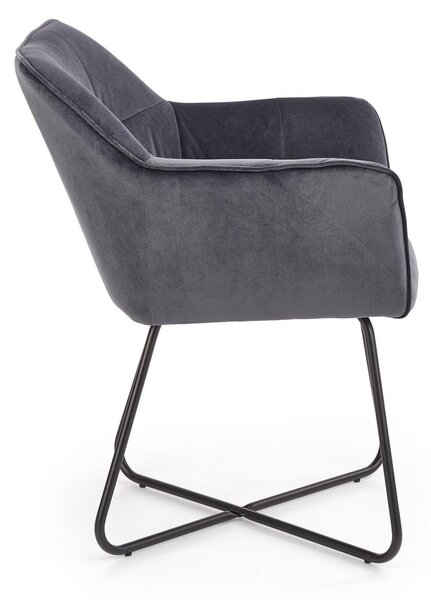 Scaun tapitat K377, gri inchis, 60x62x81 cm