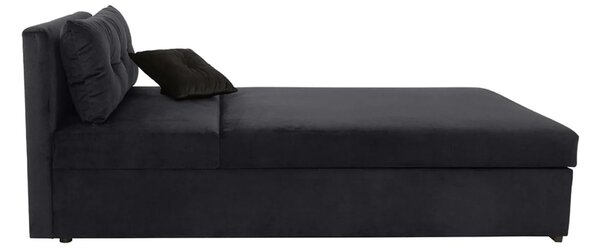Pat RICO 110x200, stofa catifelata negru - Kronos 7, cu saltea, somier