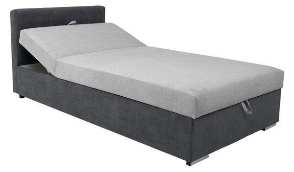 Pat RICO 110x200, stofa catifelata gri - Matricea 17, cu saltea, somie