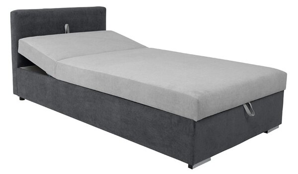 Pat RICO 110x200, stofa catifelata gri - Matricea 17, cu saltea, somie