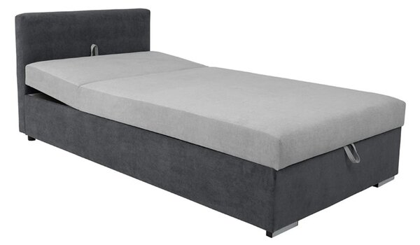 Pat RICO 110x200, stofa catifelata gri - Matricea 17, cu saltea, somie