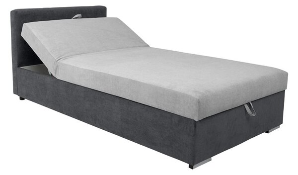 Pat RICO 110x200, stofa catifelata gri - Matricea 17, cu saltea, somie