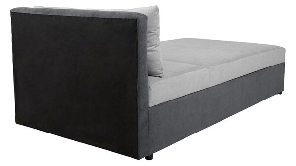 Pat RICO 110x200, stofa catifelata gri - Matricea 17, cu saltea, somie