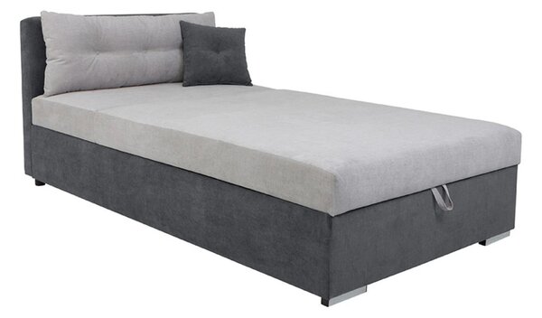 Pat RICO 110x200, stofa catifelata gri - Matricea 17, cu saltea, somie
