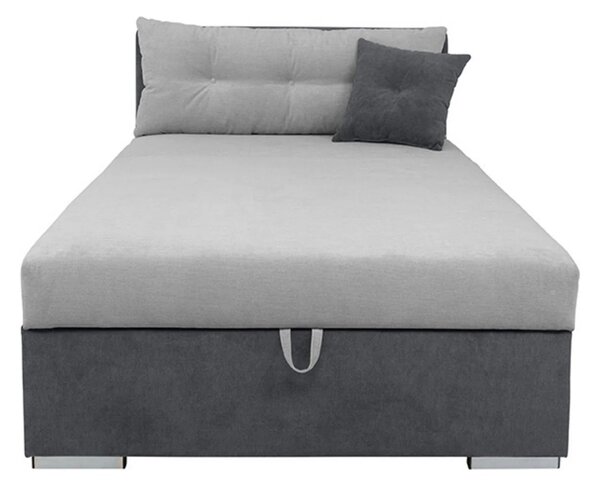 Pat RICO 110x200, stofa catifelata gri - Matricea 17, cu saltea, somie