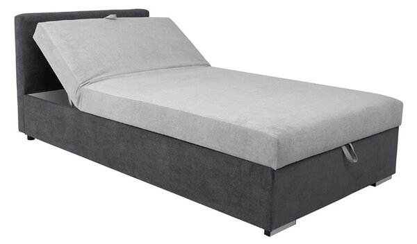 Pat RICO 110x200, stofa catifelata gri - Matricea 17, cu saltea, somie
