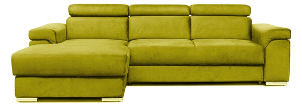 Coltar extensibil CARLO S, sezlong stanga, stofa catifelata verde oliv