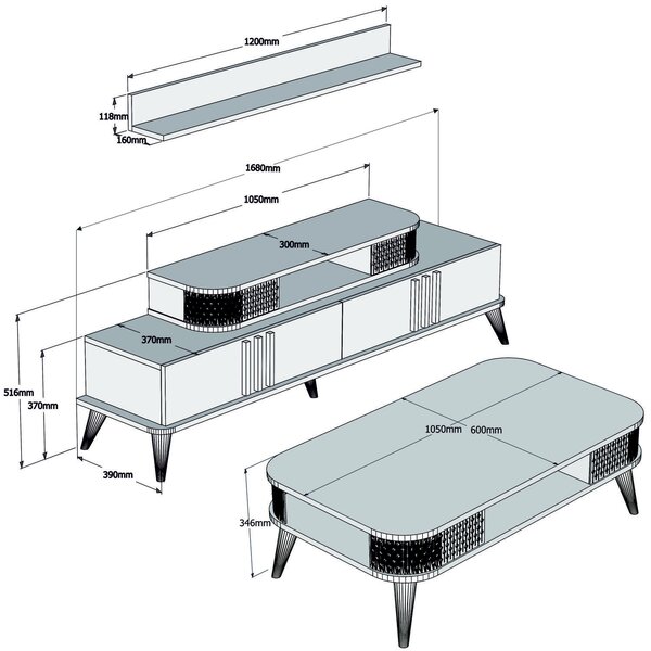 Set mobilier living Eiffel (crem). 1071890
