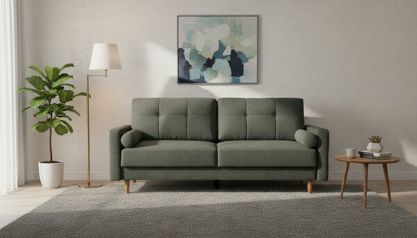 Canapea extensibila TORENT, stofa catifelata verde - Vogue 11, 220x98x