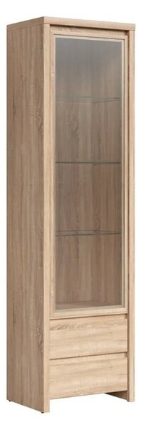 Vitrina KASPIAN, stejar sonoma, PAL/sticla, 56x41x201 cm
