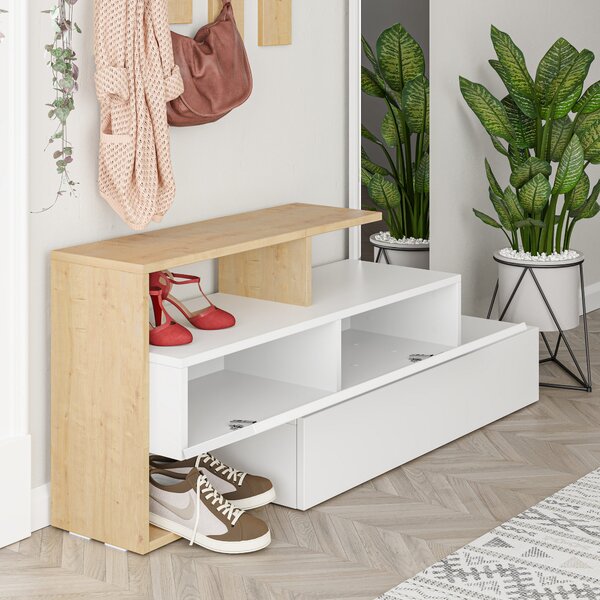 Set mobilier pentru hol Rambo (Alb + stejar). 1071912