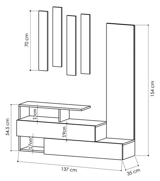 Set mobilier pentru hol Rambo (Mokka + Antracit). 1071913