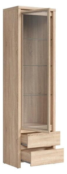 Vitrina KASPIAN, stejar sonoma, PAL/sticla, 56x41x201 cm