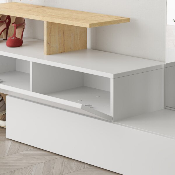 Set mobilier pentru hol Rambo (Alb + stejar). 1071912