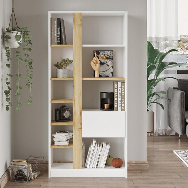 Biblioteca Alive, Alb, 75x25x160 cm