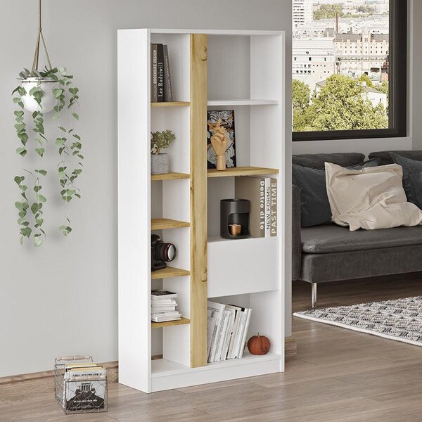 Biblioteca Alive, Alb, 75x25x160 cm