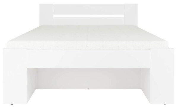 Cadru pat NEPO PLUS 140x200, alb, PAL laminat, cu spatiu depozitare