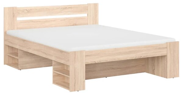 Cadru pat NEPO PLUS 160x200, stejar sonoma, PAL laminat, cu spatiu dep