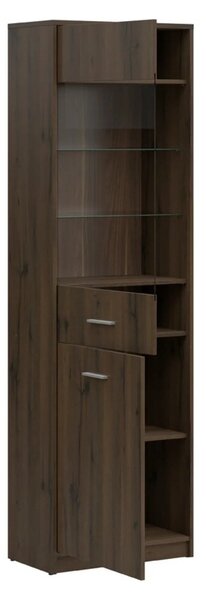 Vitrina NEPO PLUS, stejar nobil, PAL laminat/sticla, 60x34x197 cm