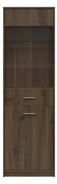 Vitrina NEPO PLUS, stejar nobil, PAL laminat/sticla, 60x34x197 cm
